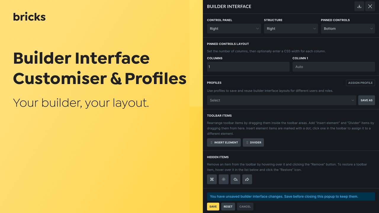 Builder Interface Customiser & Profiles in Bricks