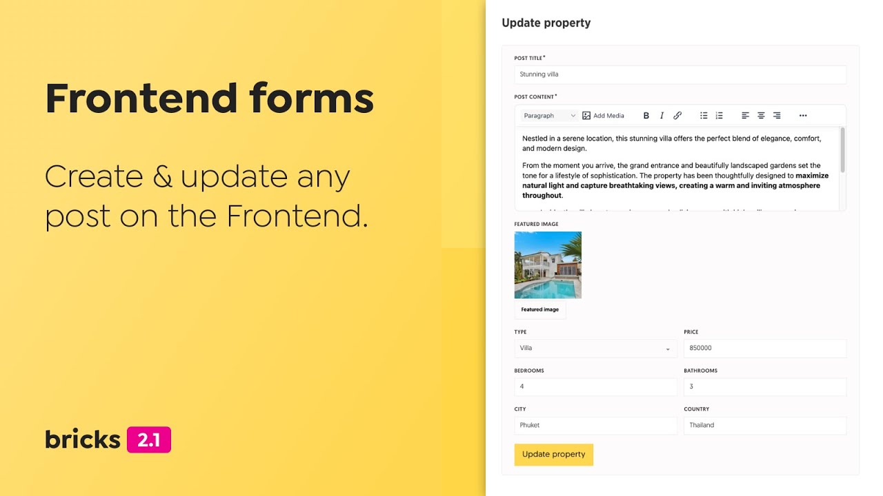Bricks - Create & Update Any Post On The Frontend