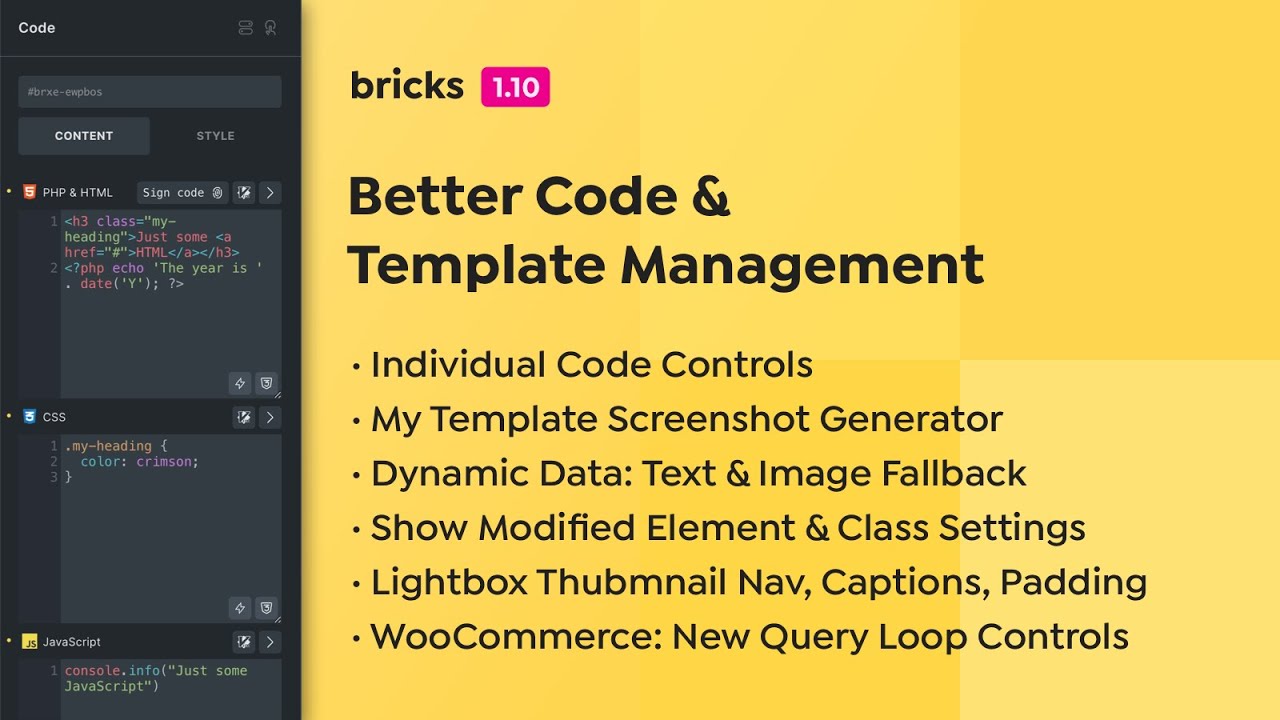Bricks 1.10 - Better Code & Template Management