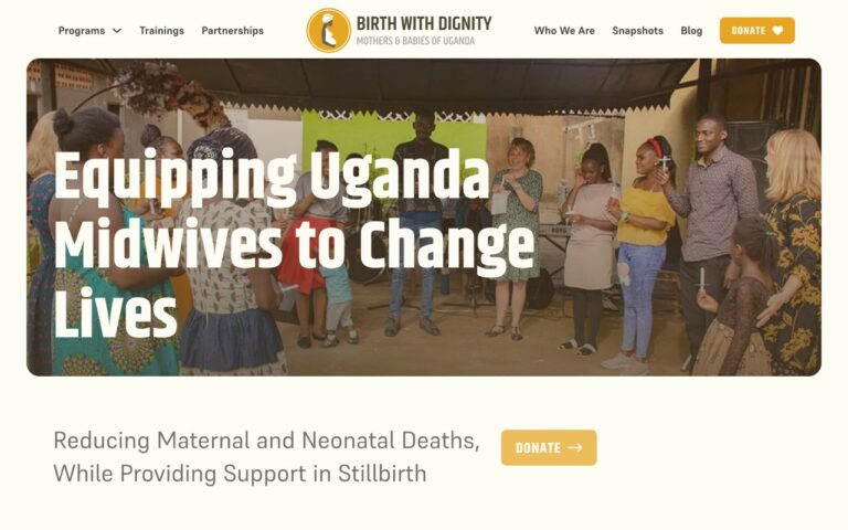 Birth With Dignity Homepage Screenshot