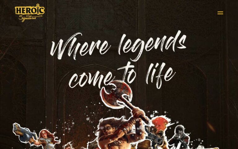 Heroic Signatures Homepage Screenshot
