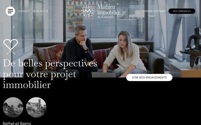 Mathieu immobilier & Conseils Homepage Screenshot