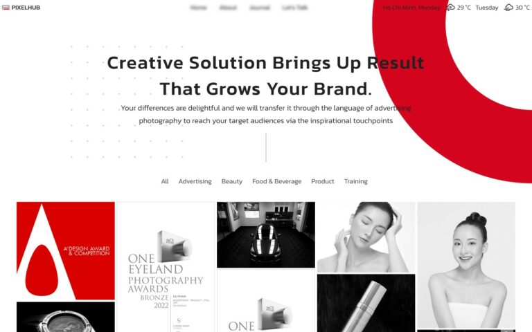 PixelHub Homepage Screenshot