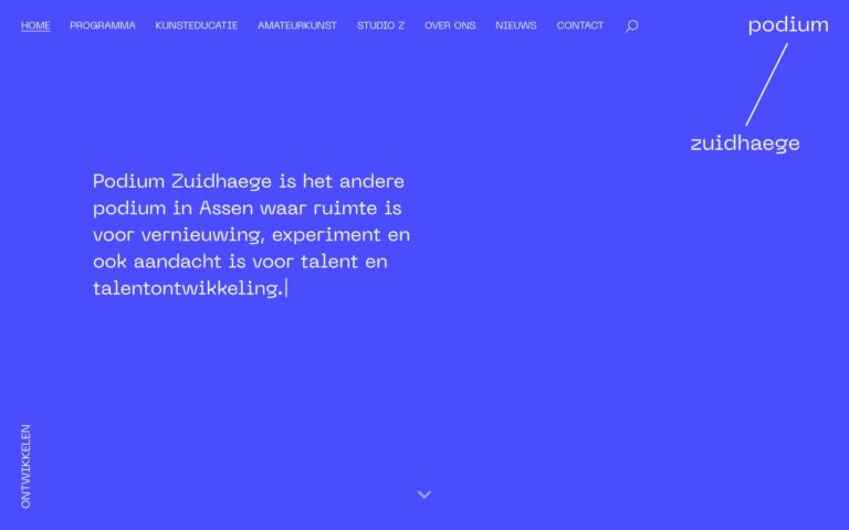 Podium Zuidhaege Homepage Screenshot