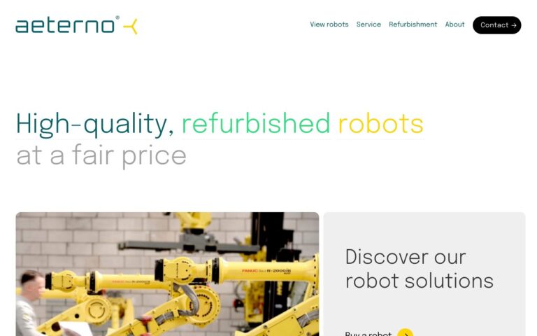 Aeterno Robotics Homepage Screenshot