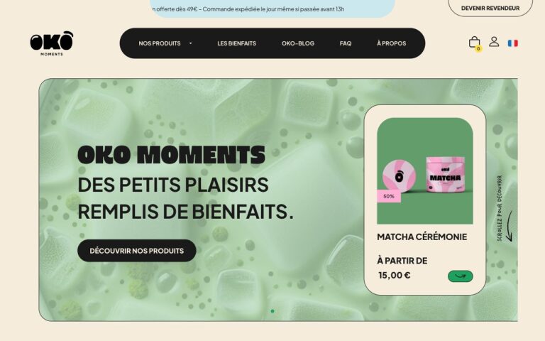 Oko Moments Homepage Screenshot