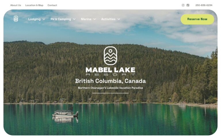 Mabel Lake Resort Homepage Screenshot