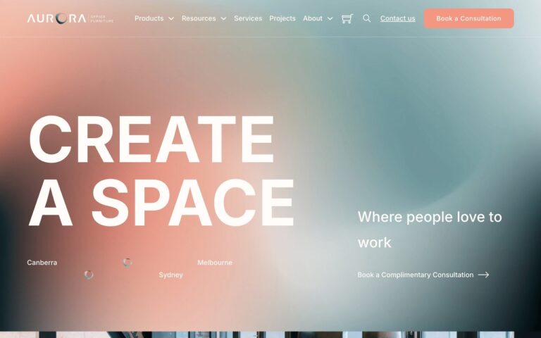 Aurora Office Furniture Homepage Screenshot
